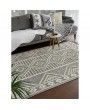 Gümüşsuyu Deco Delta Gri Krem Dekoratif Yüksek Kalite Modern Kabartmalı Etnik Iskandinav Desenli Örgü Saçaklı Salon Yıkanılabilir Makine Dokuma Halısı Kilim
